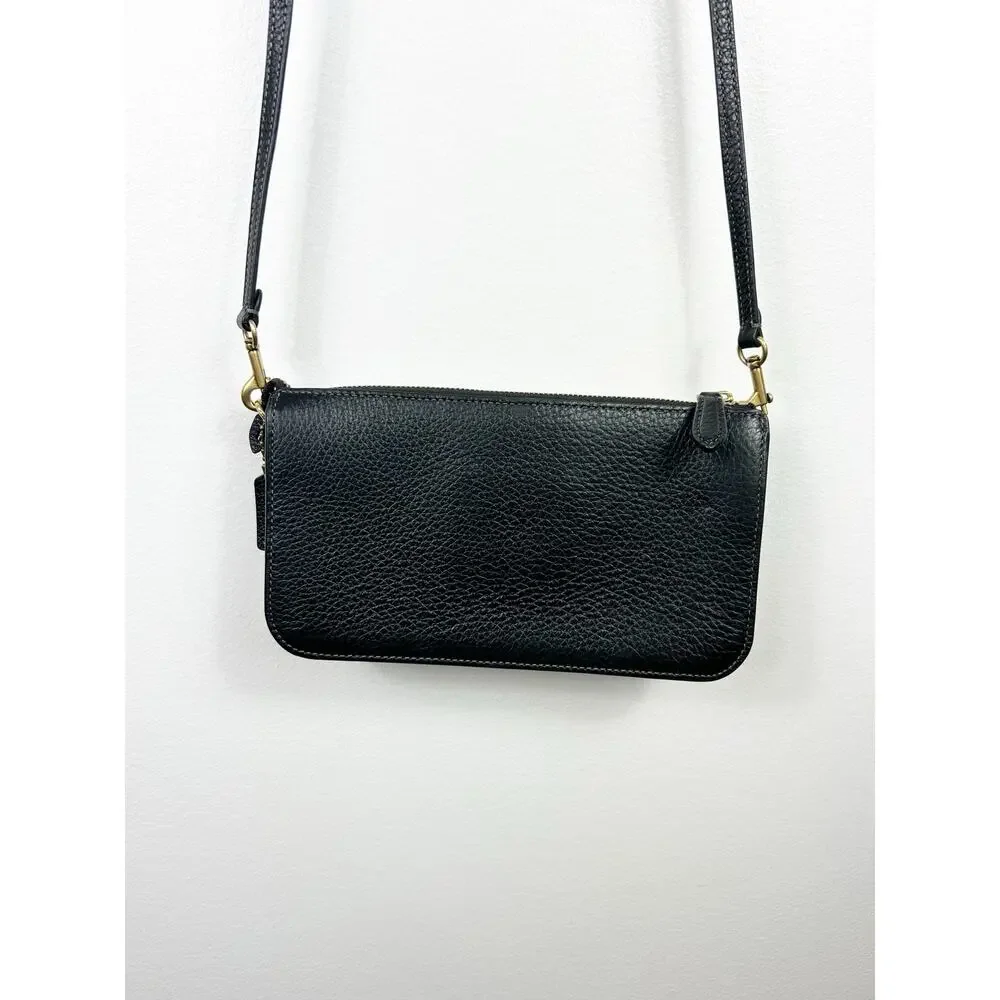 Coach Bella Black Pebbled Leather Small Crossbody Purse Handbag